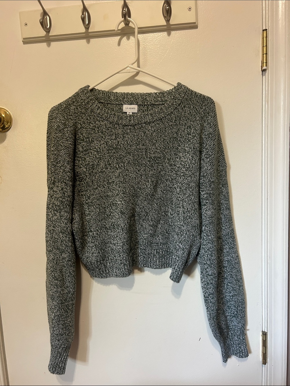 LA Hearts Women's Gray Marled Crewneck Sweater